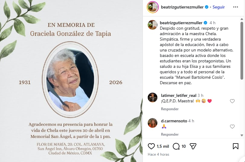 Graciela González de Tapia, maestra de Claudia Sheinbaum