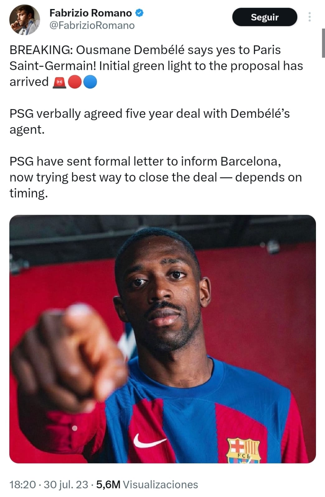 Tweet Fabrizio Romano