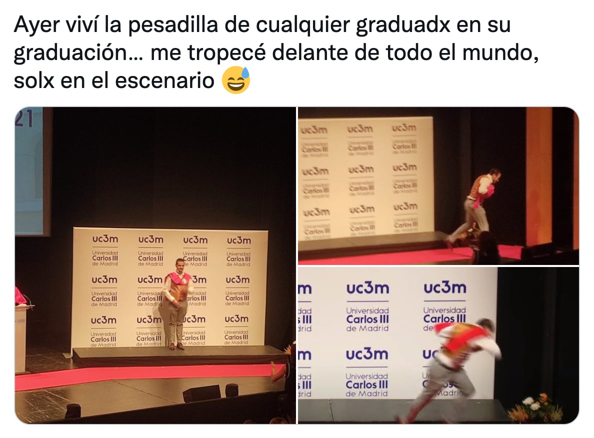 Tropieza en su graduación
