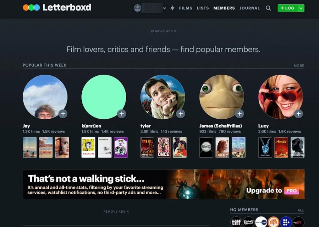 Letterboxd, red social para cinéfilos