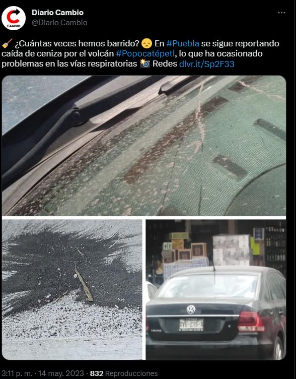 Cenizas de Volcán Popocatépetl son un tema en redes sociales