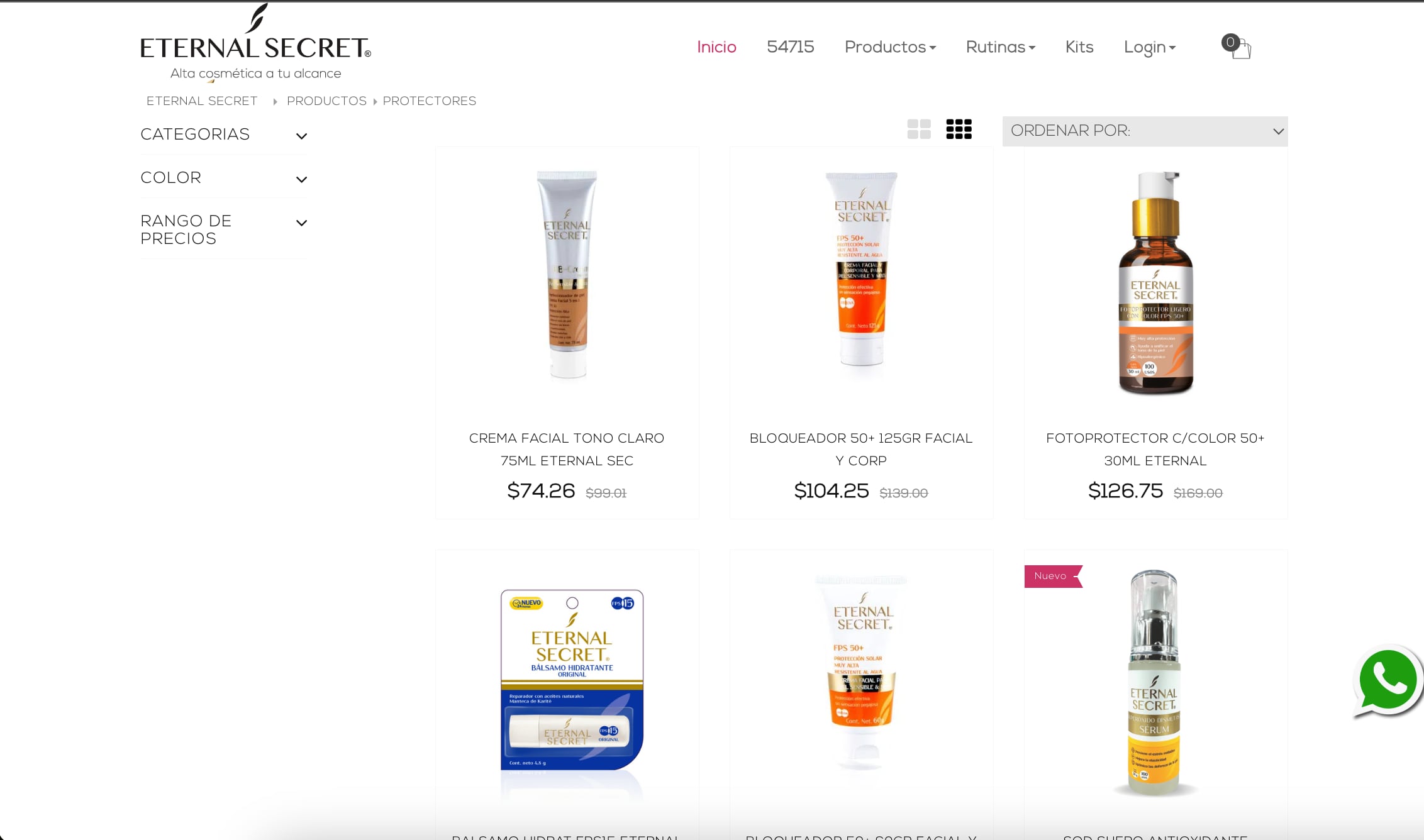 Productos de Eternal Secret de Farmacias Similares