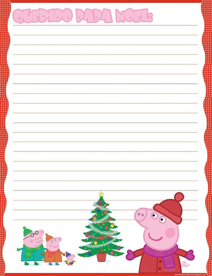 Carta para Santa Claus de Peppa Pig navideña