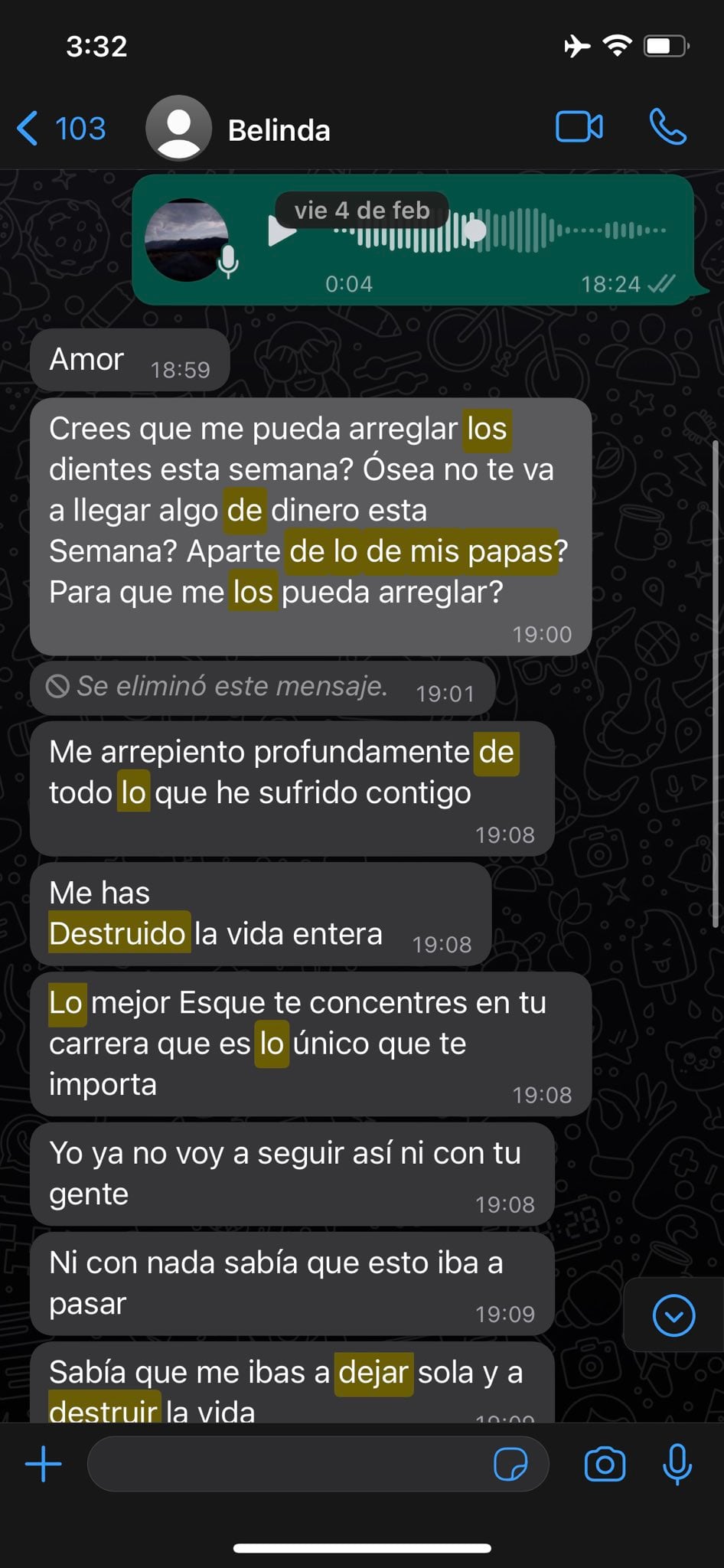 Conversación de Belinda y Christian Nodal.