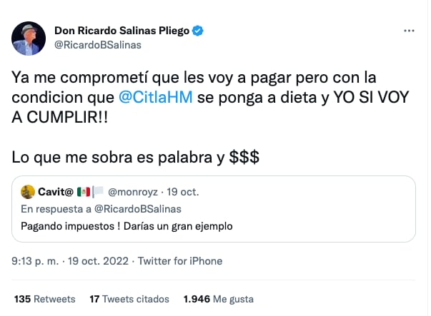 Ricardo Salinas Pliego paga deuda al SAT