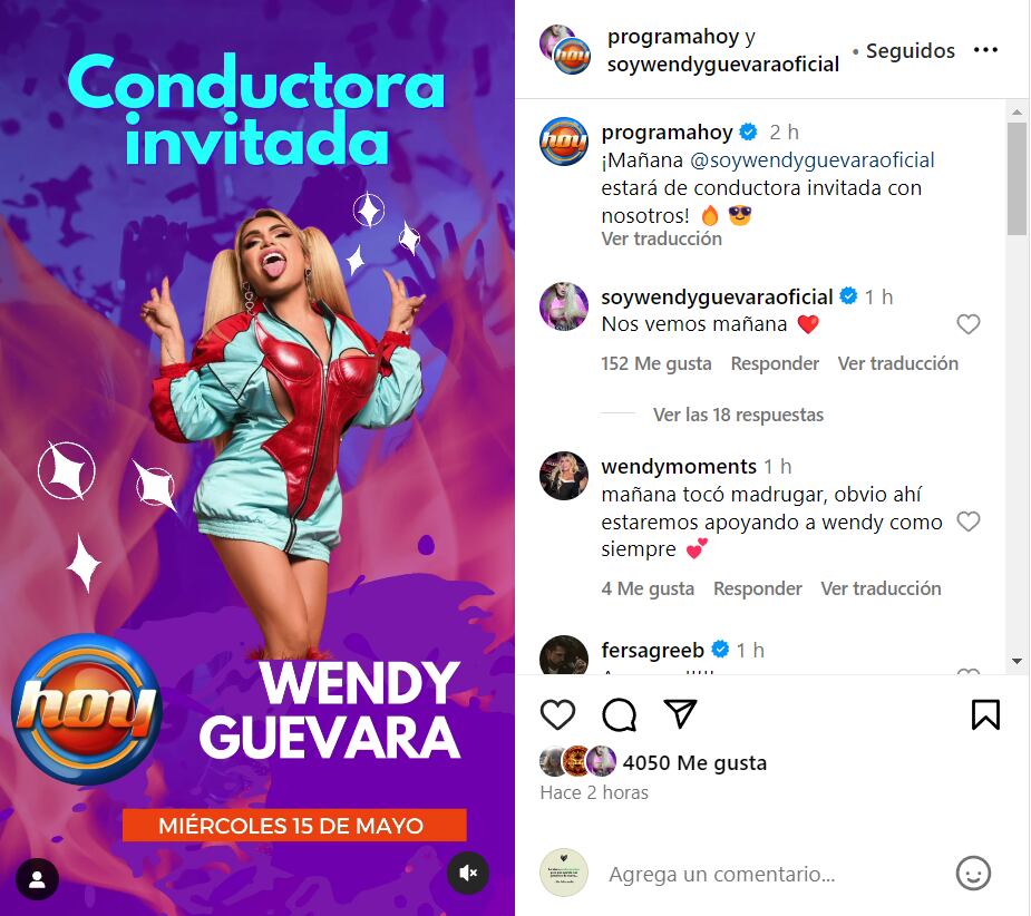 Wendy Guevara en el Programa Hoy