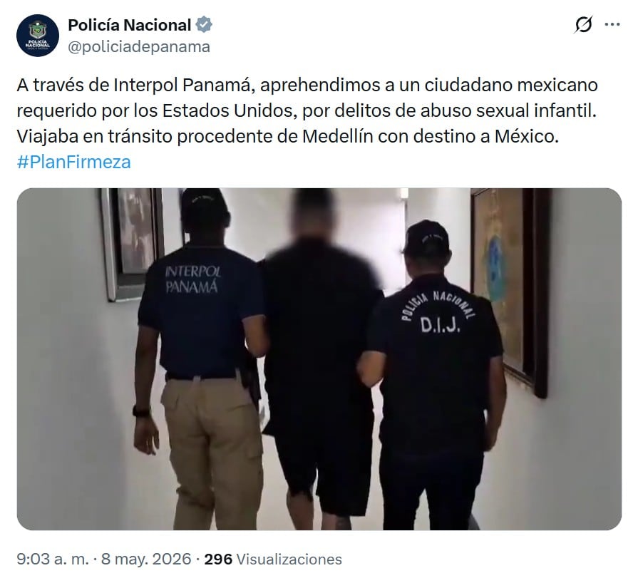 Mexicano detenido en Panamá por abuso sexual infantil