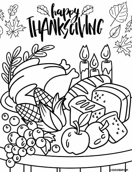 Dibujos de Día de Acción de Gracias para colorear: 10 plantillas bonitas del Thanksgiving Day