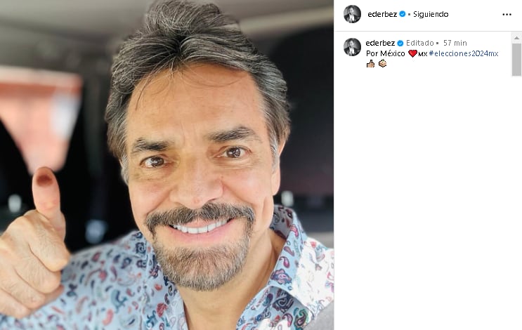 Eugenio Derbez compartió que ya votó en las elecciones México 2024.