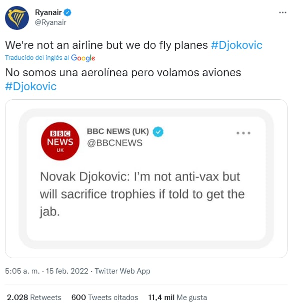 Burla hacia Novak Djokovic