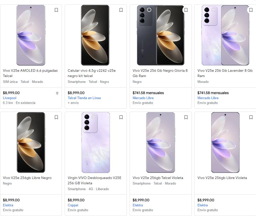 Precio del smartphone Vivo V25e