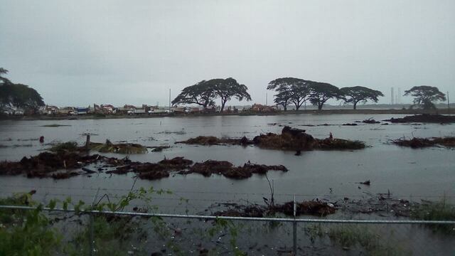 Parte de los terrenos donde se construye la refinería terminaron inundados.