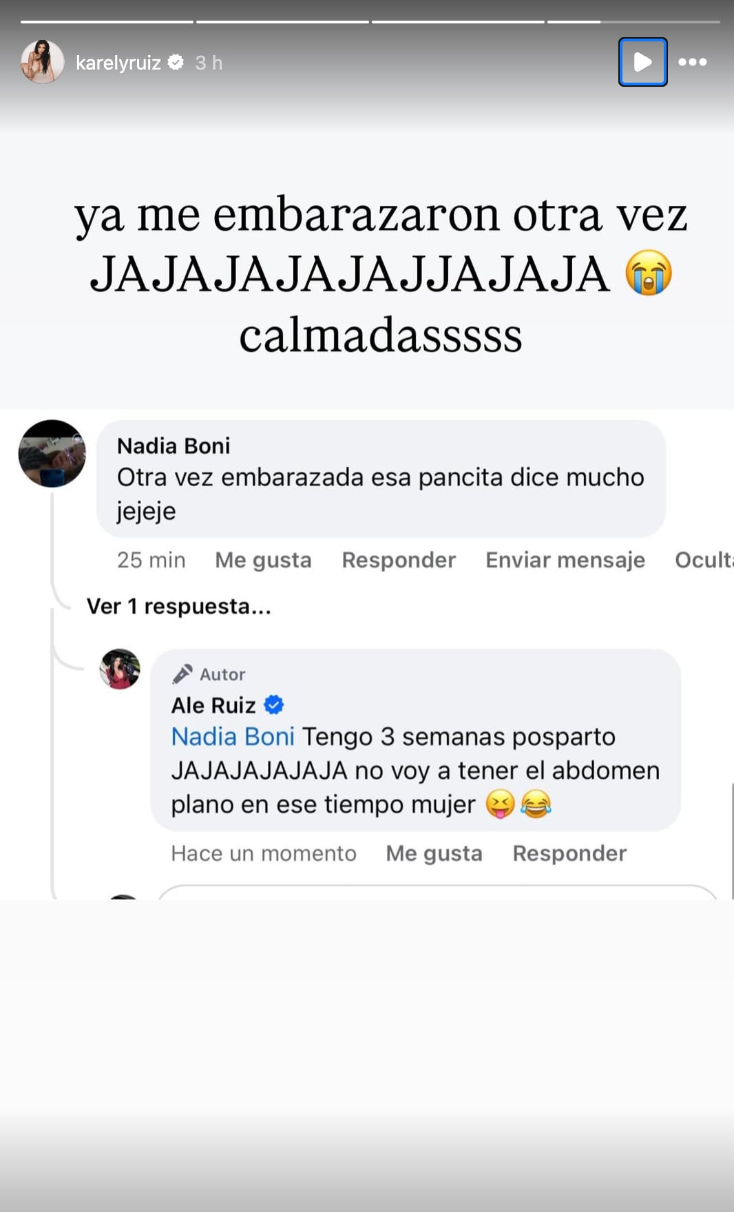 Karely Ruiz responde a quienes creen que se volvió a embarazar