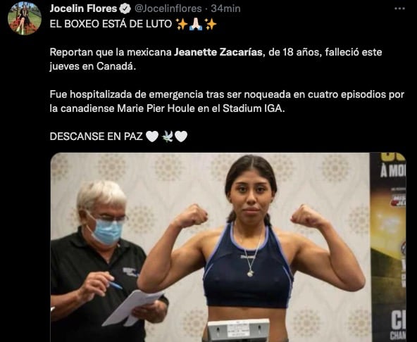 Jeanette Zacarías murió tras cinco días en un hospital de Canadá