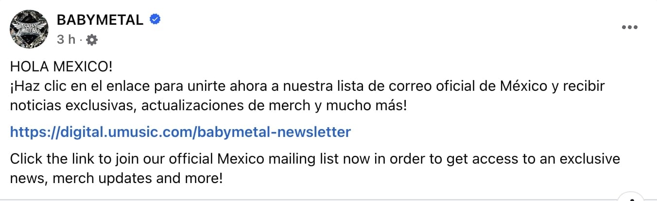 Registro oficial de Babymetal