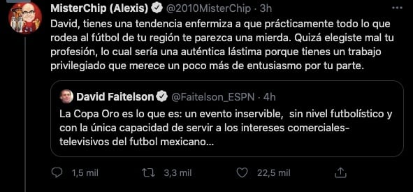Tuit de MisterChip vs Faitelson