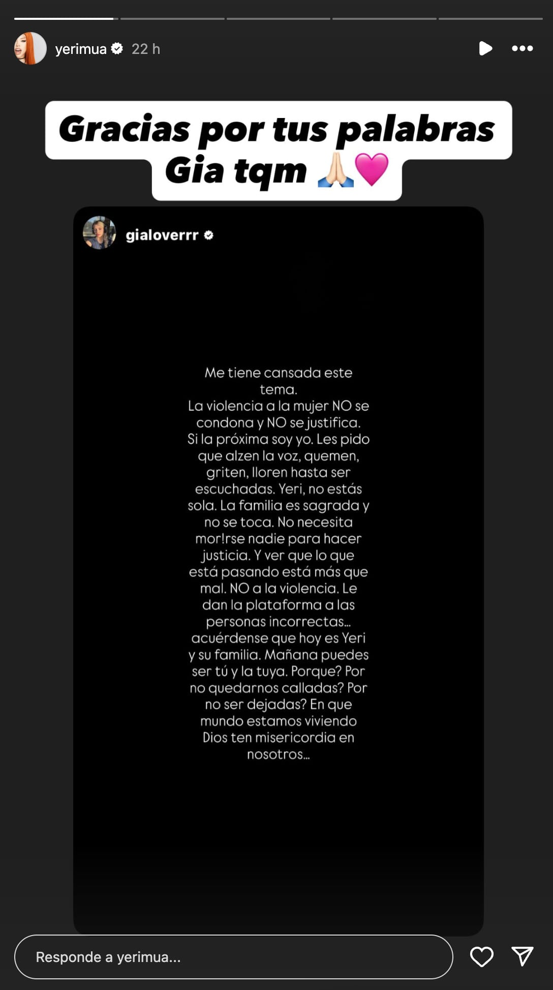 Yeri Mua recibe apoyo por amenazas de F.E.S.