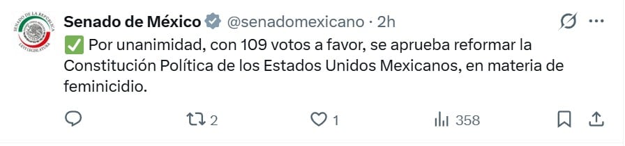 Senado aprueba reforma para crear Ley contra el Feminicidio