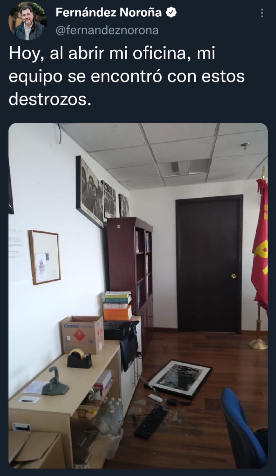 Destrozan oficina de Noroña previo a discusión de reforma eléctrica