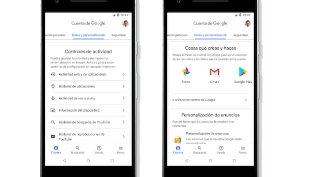 Google rediseña la página de configuración de cuentas