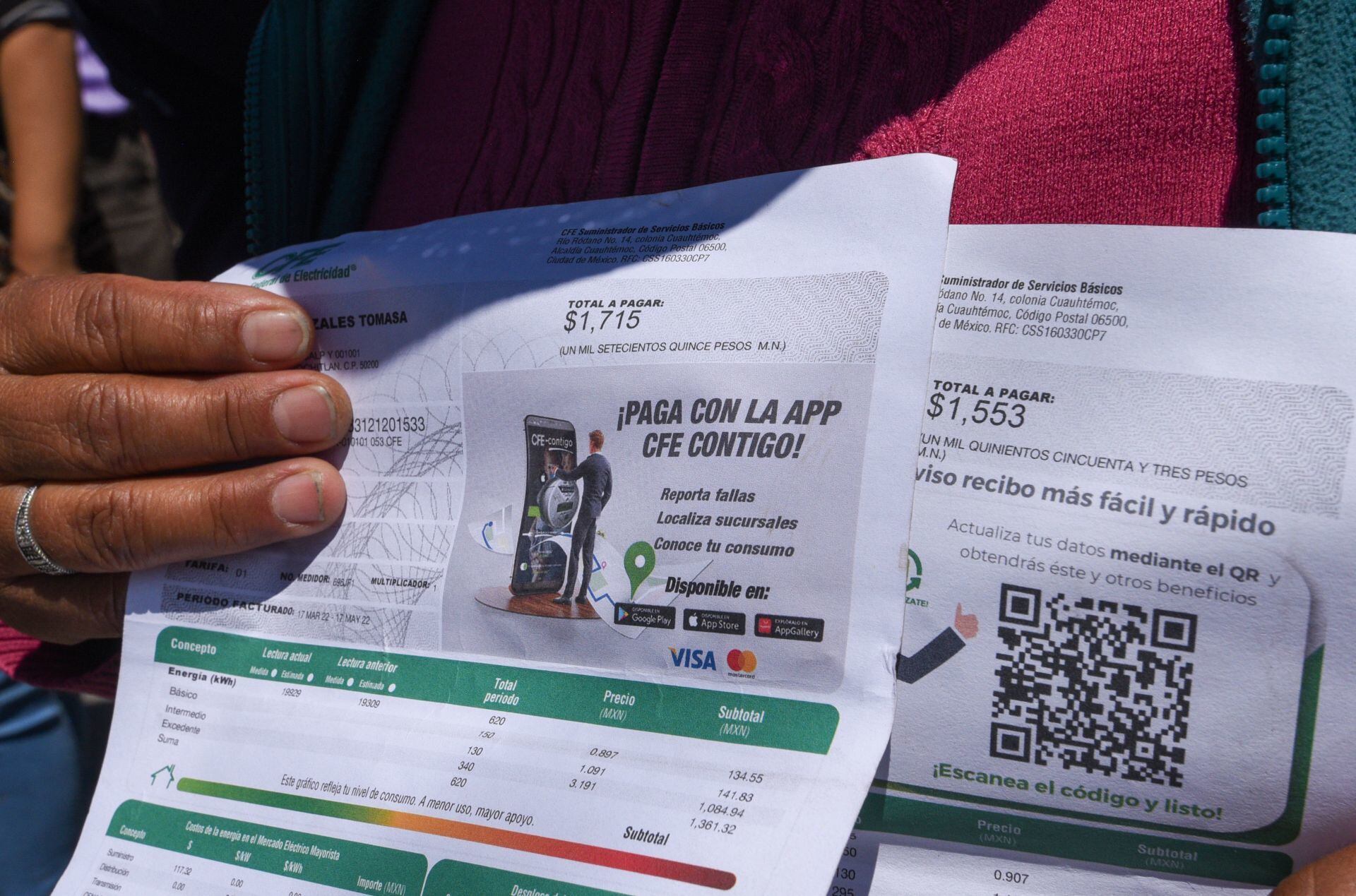 Recibo de la luz de la CFE