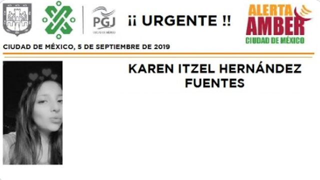 Karen Itzel Hernández Fuentes. Alerta Amber