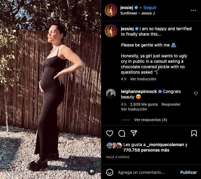 Jessie J comparte un emotivo video en el cual comparte su embarazo con sus seguidores