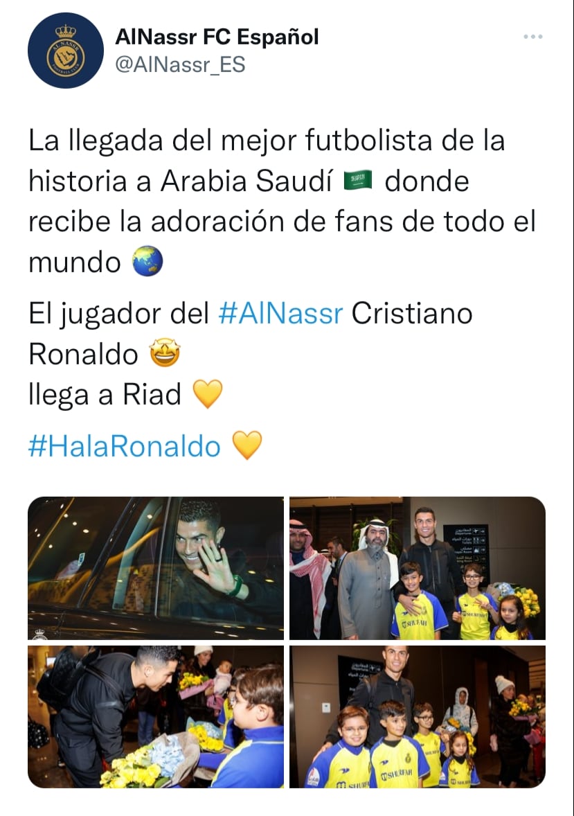 Cristiano Ronaldo llegó a Riad para jugar con el Al-Nassr.