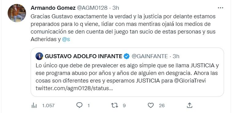 Tuits sobre demanda de Gloria Trevi contra Pati Chapoy