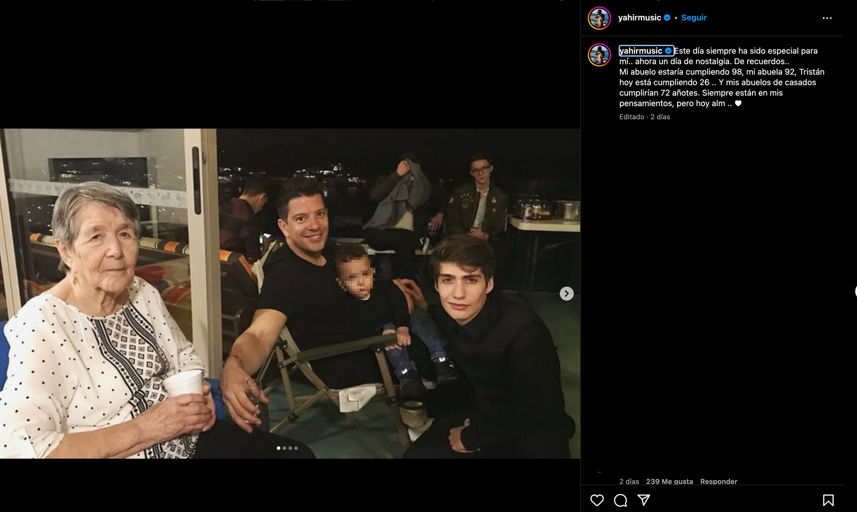 Yahir felicita a Tristán en su cumpleaños en Instagram