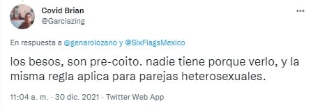 Los besos son pre-coito, afirma tuitero