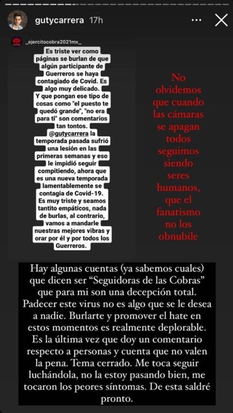 Guty Carrera arremete por burlas tras su contagio de Covid-19