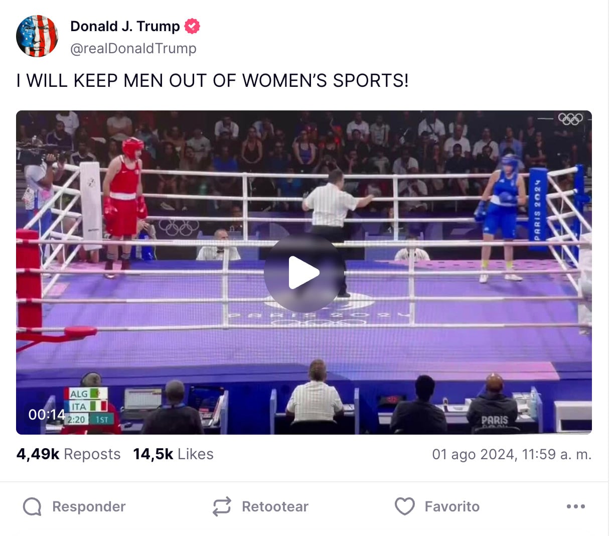 Donald Trump discrimina a Imane Khelif