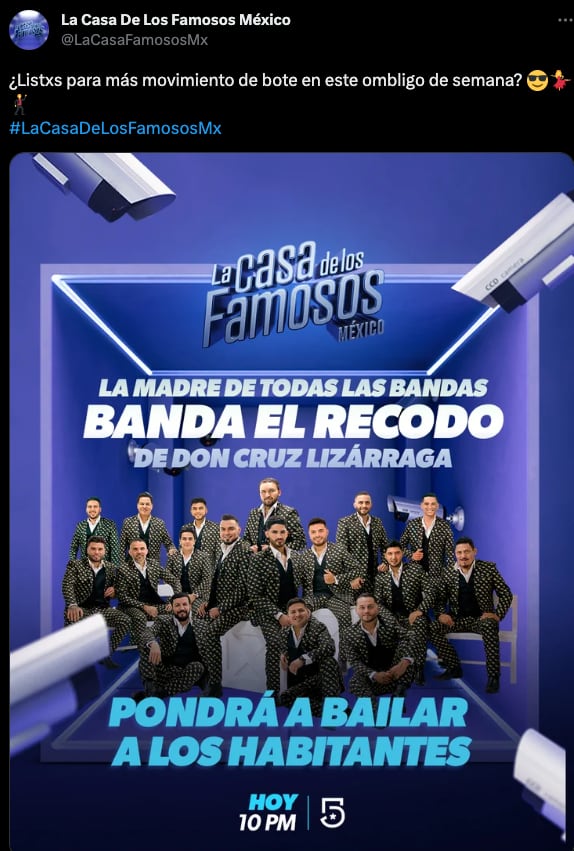 Banda el Recodo de Don Cruz Lizárraga llegará esta noche a La Casa de los Famosos México