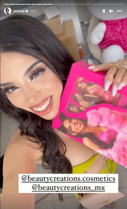 Yeri Mua comparte emocionada su PR con Beauty Creations.