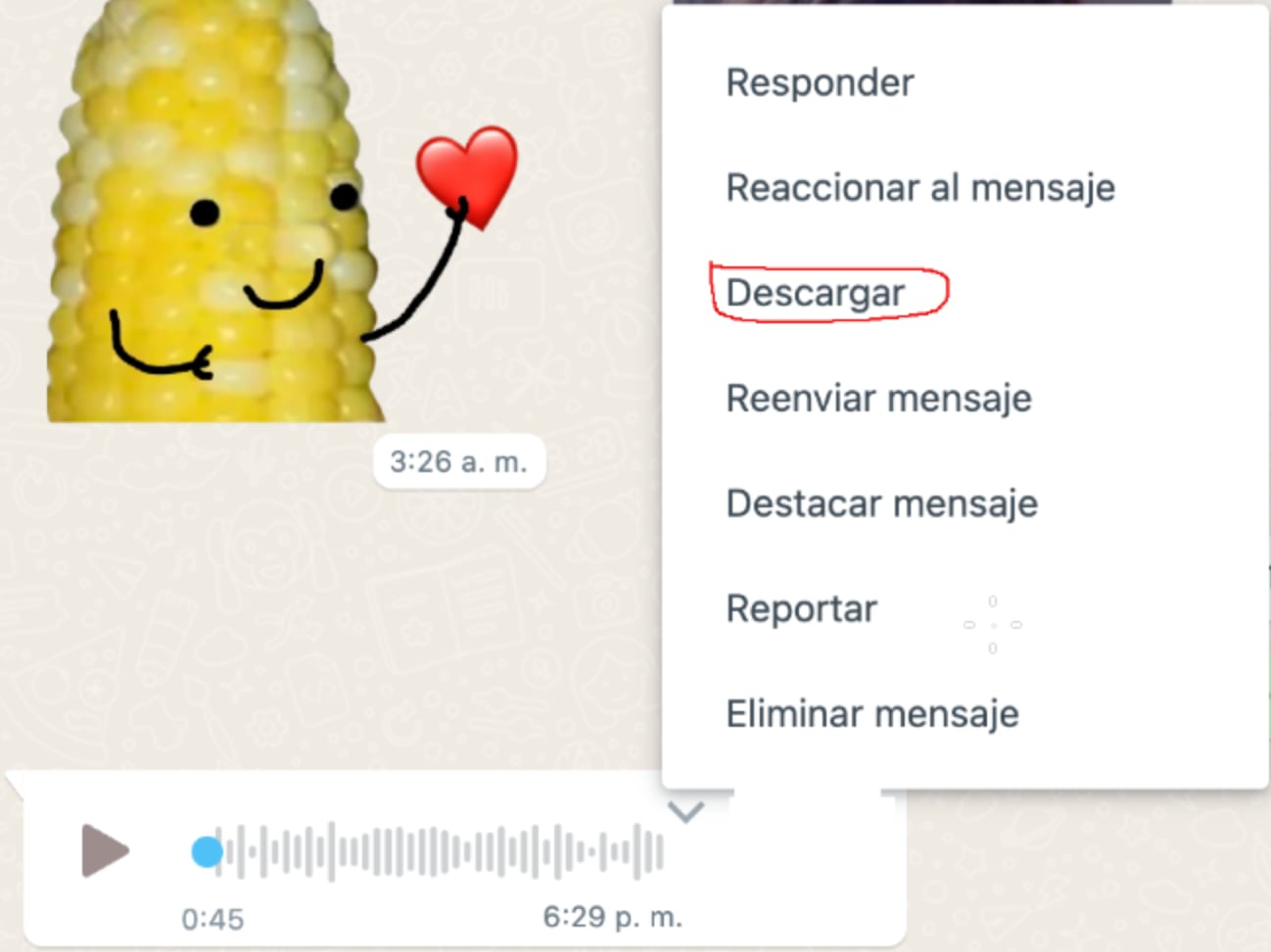 Descargar audio WhatsApp