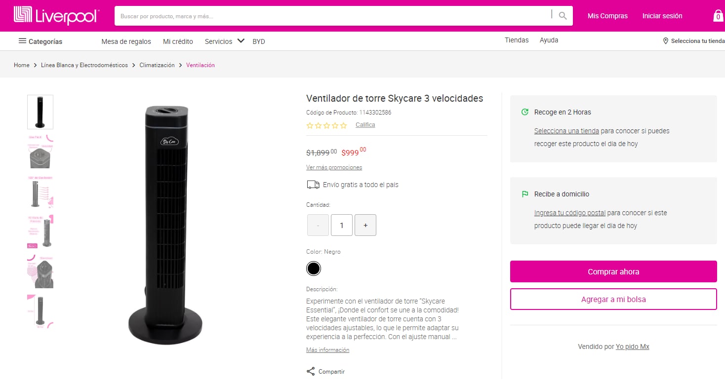 Ventiladores de torre con descuento en Liverpool