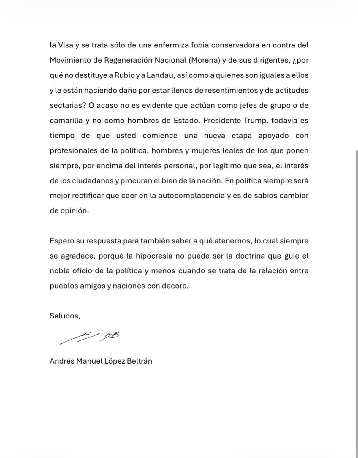 López Beltrán estalla contra Trump tras retirarle la visa de Estados Unidos
