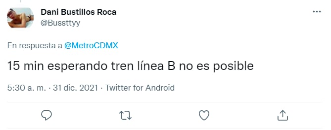 usuario reporta falla en línea B del METRO CDMX/Twitter