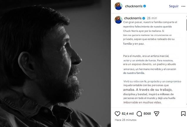 Familia de Chuck Norris habla de la muerte del actor (traducida).