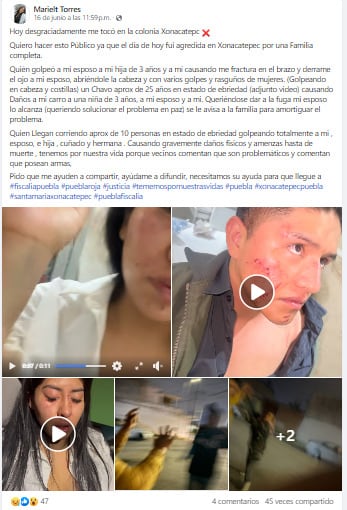 Familia de borrachos golpea a matrimonio de Puebla