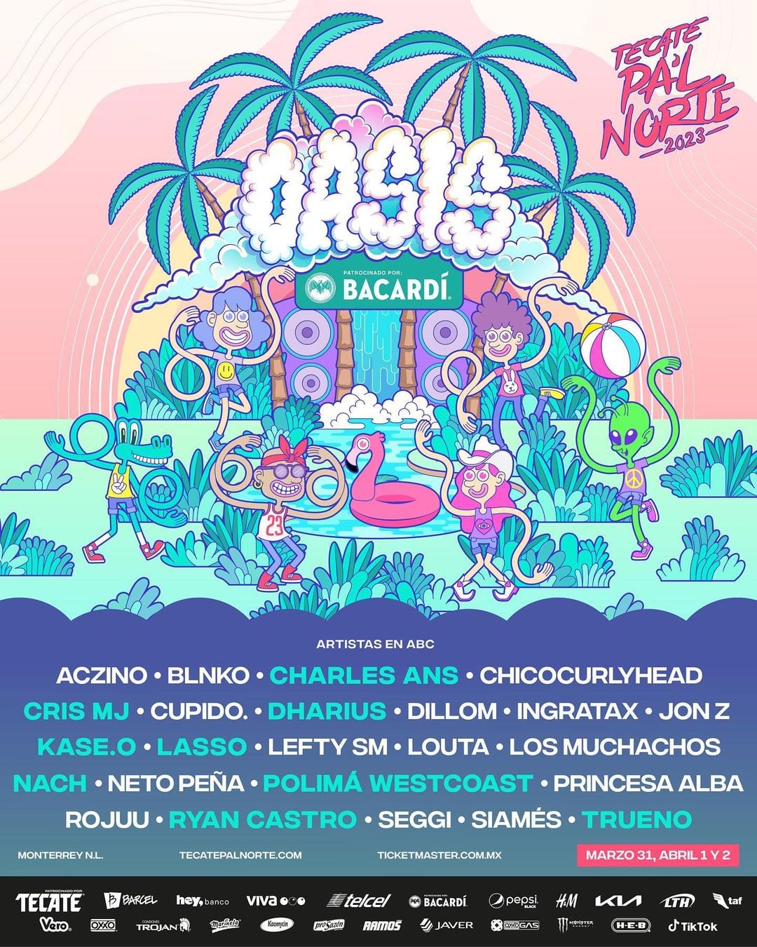 Artistas del escenario Oasis en el Tecate Pal Norte 2023