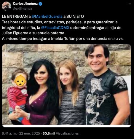 Maribel Guardia se queda con la custodia temporal de su nieto