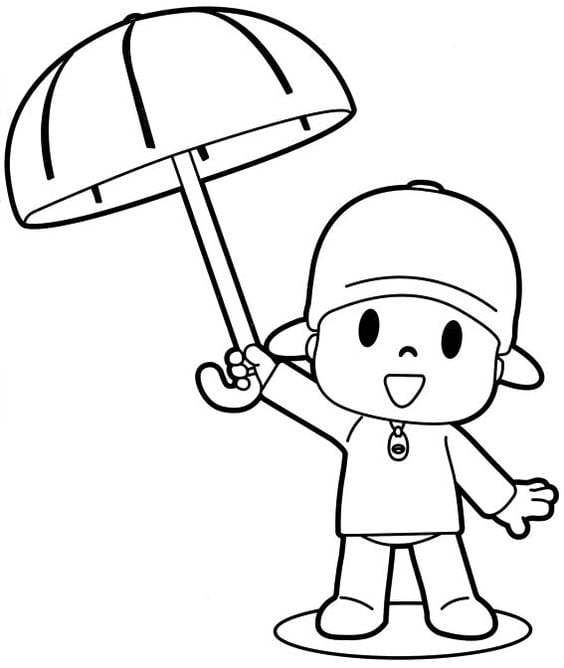 Dibujos de Pocoyó en la lluvia para colorear