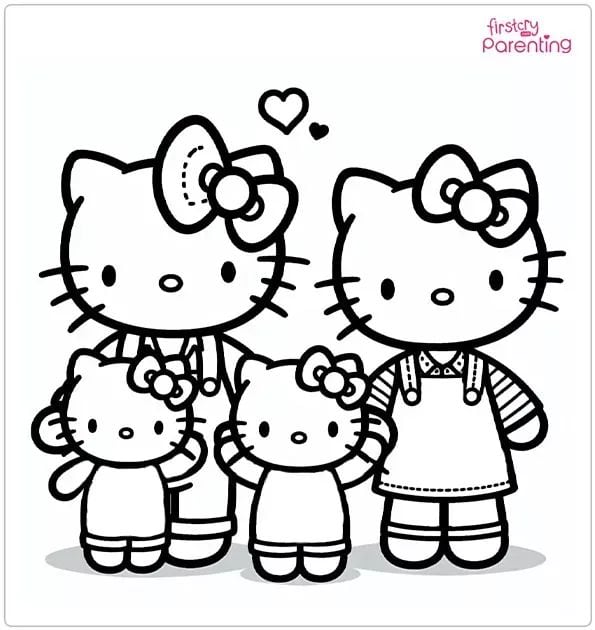 Dibujos de Hello Kitty y su mamá para colorear