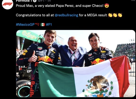 El papá de Checo Pérez junto a los pilotos de Red Bull