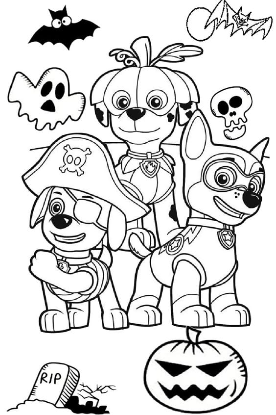Dibujos de Marshall calabaza de Paw Patrol para colorear por Halloween
