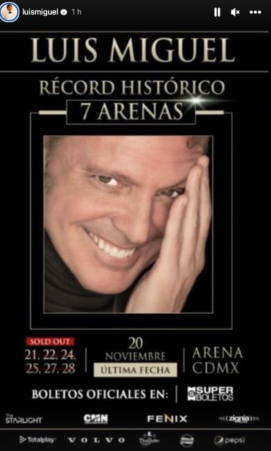Luis Miguel abre séptima fecha en Arena CDMX