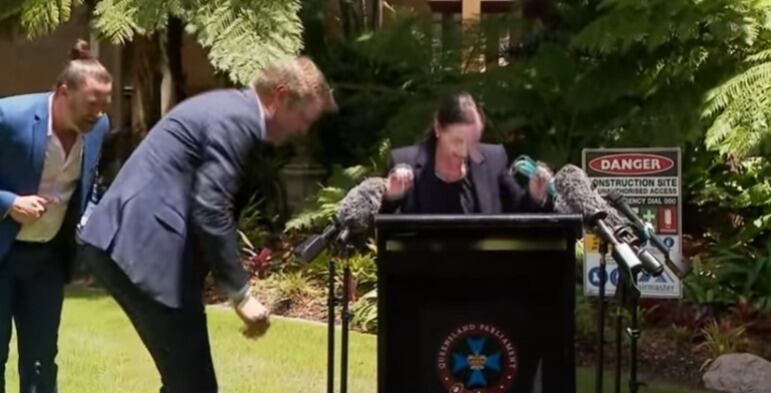 Funcionaria sorprendida por una araña gigante