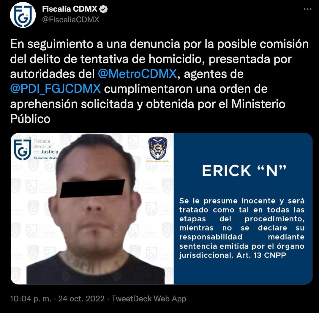 Conductor ebrio del Metro recibe prisión preventiva por tentativa de homicidio